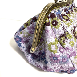Ｉ刺繍シリーズ  pjc 「スクエア小花」紫色　バンブーバッグ  和装にも… 6枚目の画像
