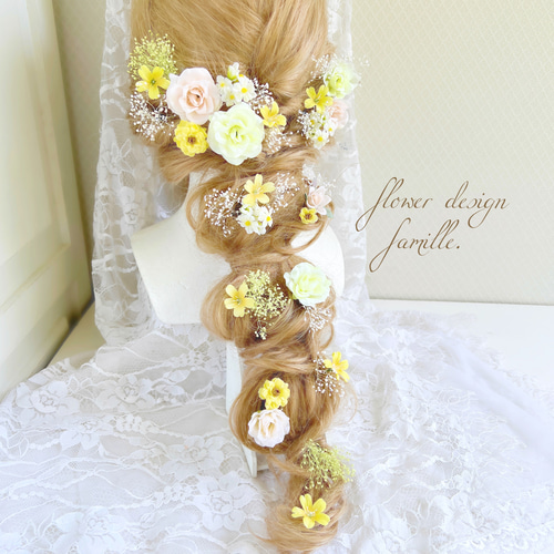 イエロー ライトグリーン ナチュラル プリンセスの髪飾り ✧ ヘッド