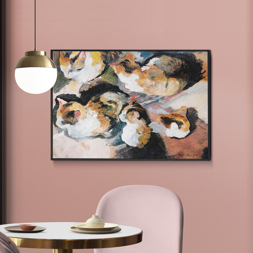 NO.454】三毛猫の絵画アートポスター☆油絵抽象画ネコ可愛い