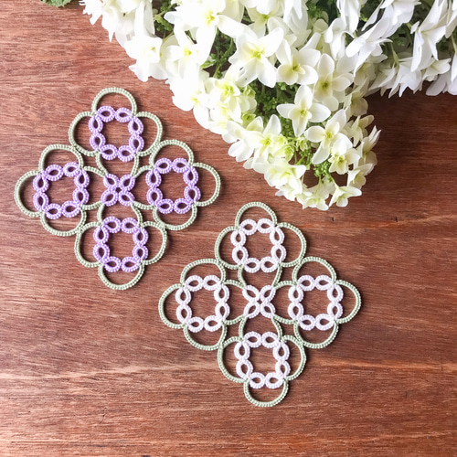 アンティーク ベルギー 蓮の花の蕾と葉の手刺繍 白鳥と水鉢の