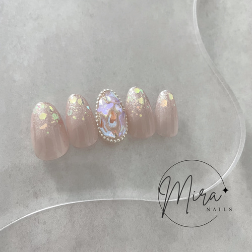 キラキラワンホンネイル サイズオーダー/ネイルチップ/韓国/綺麗系  