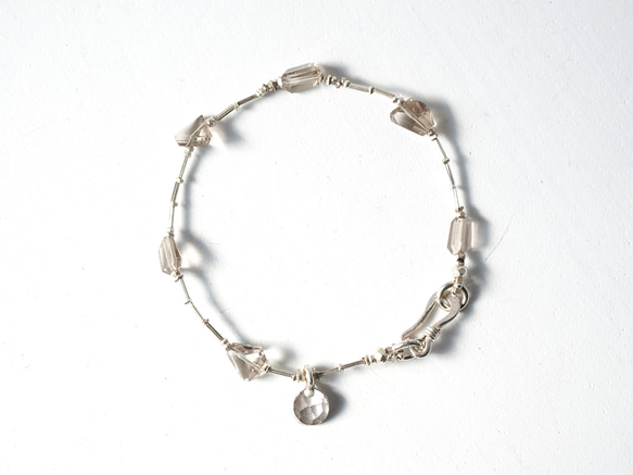 -Smoky quartz- silver bracelet 3枚目の画像