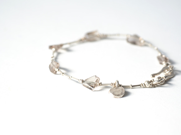 -Smoky quartz- silver bracelet 2枚目の画像