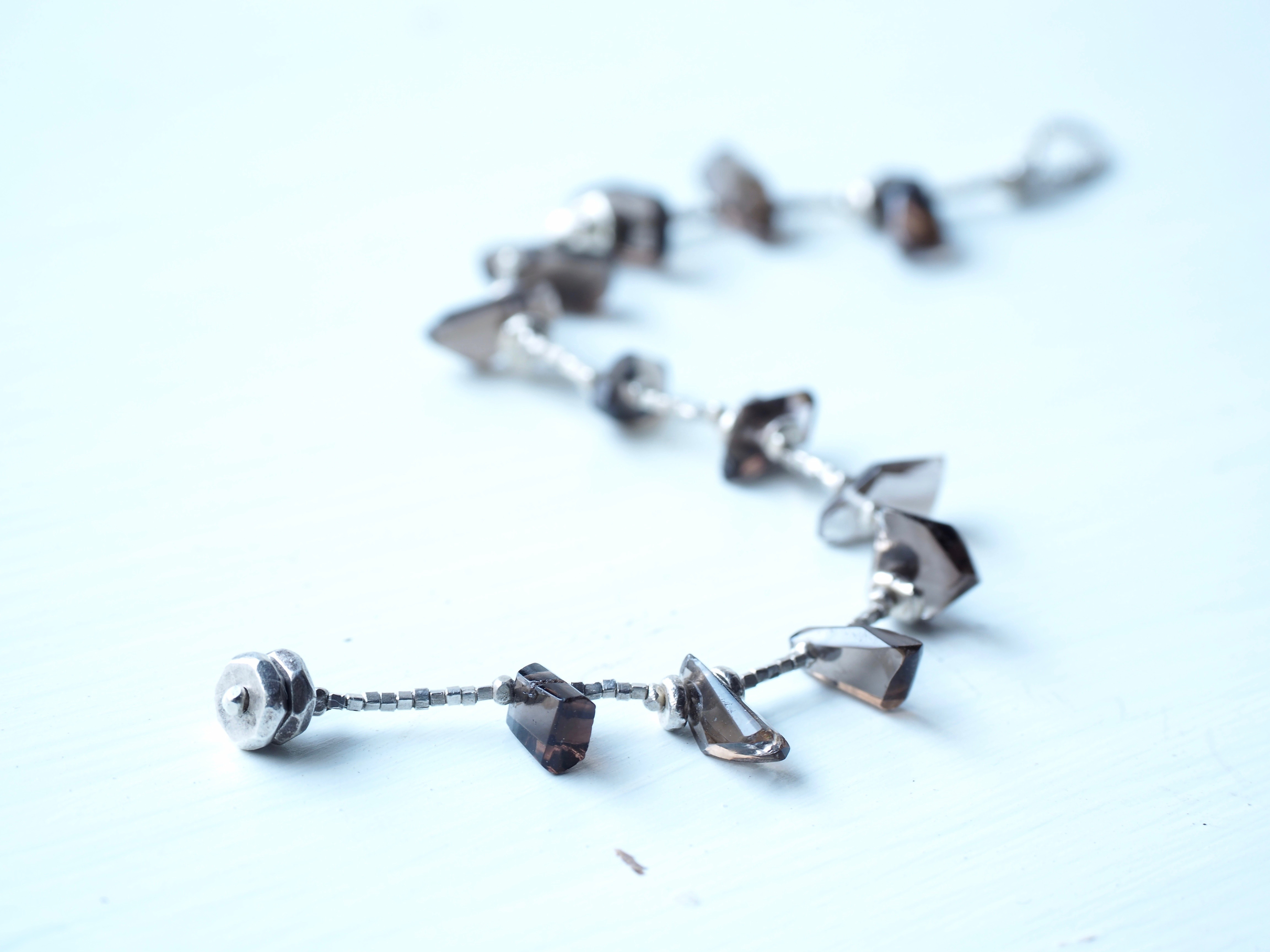 -Smoky quartz- silver bracelet