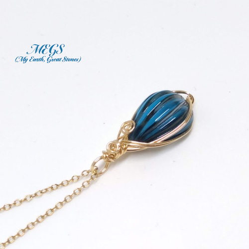 ロンドンブルートパーズ（カービング） ～繋ぐ ワイヤーアート