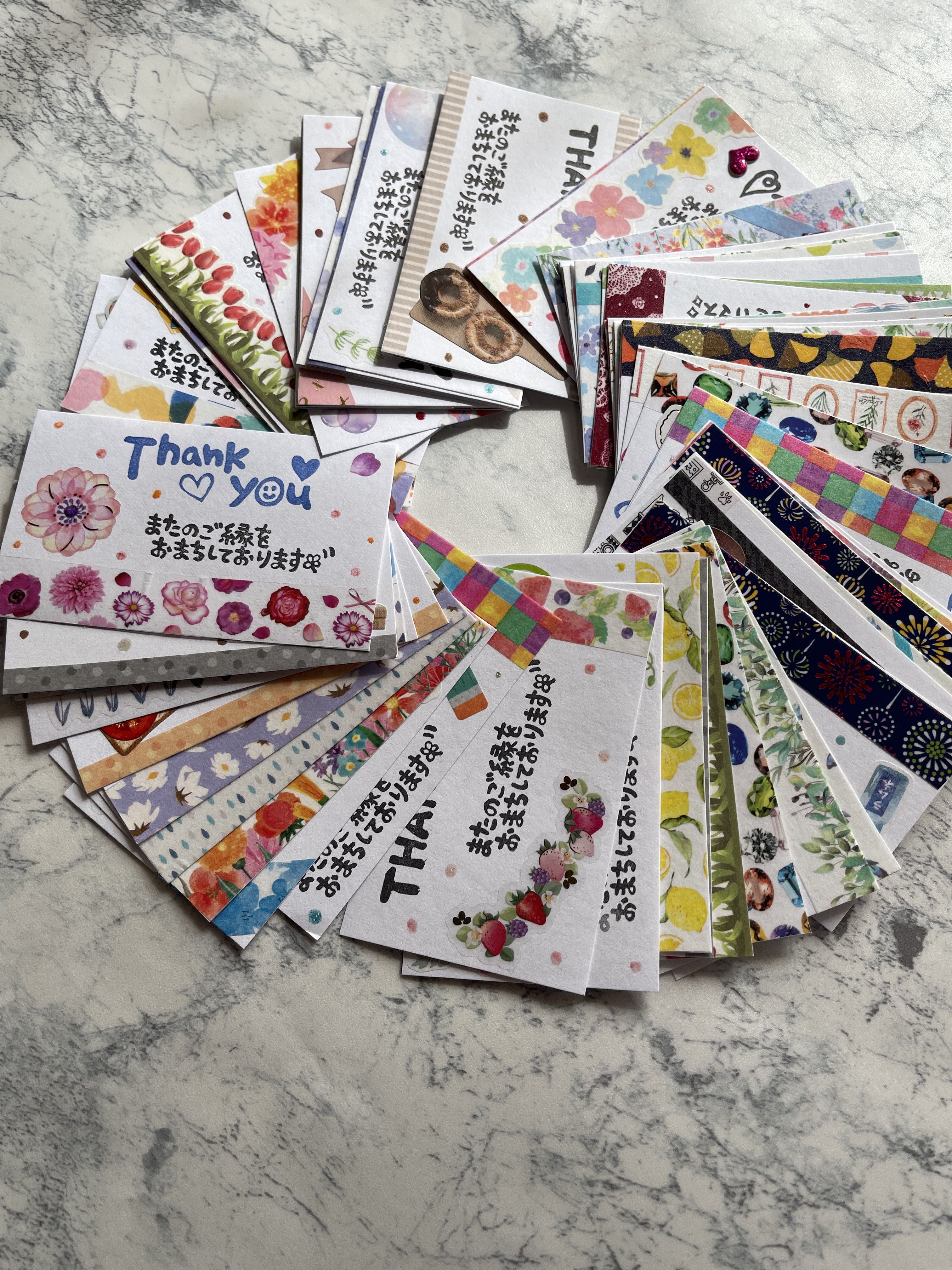 送料無料‼︎サンキューカード♡メッセージカード♡ハンドメイド 50枚