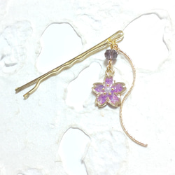 紫色 桜ヘアピン(ミニかんざし) 2枚目の画像