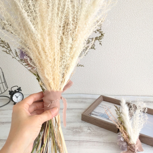 クラッチブーケ スワッグ＊ブートニア付 小さめ~シルバーデージー 小花