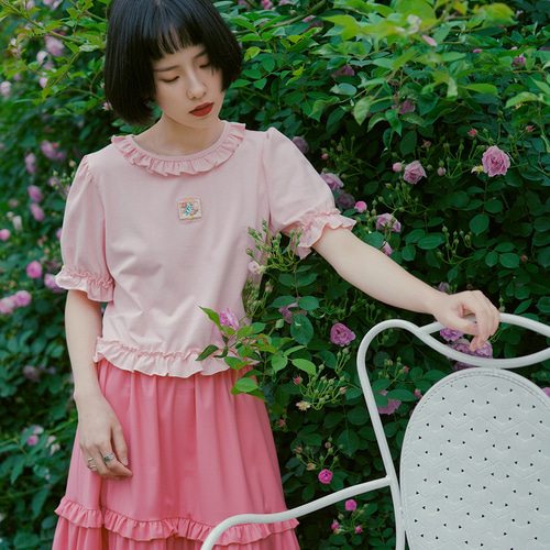 レーススカート ローズピンク フリーサイズ ラズベリーピンクのレトロローズガール菌レーススカート Aライン