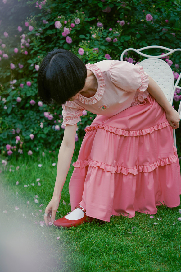 ラパフェ サロペットスカート ピンク PINK HOUSE（ピンクハウス）の「オータムうさぎとチェリー刺繍