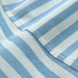 棉質落肩寬套頭T卹（條紋/藍色）TP35。 第8張的照片