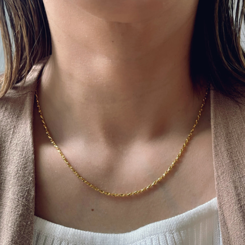 2点セット✧ネックレス ビーズ & ゴールドチェーン グリーン