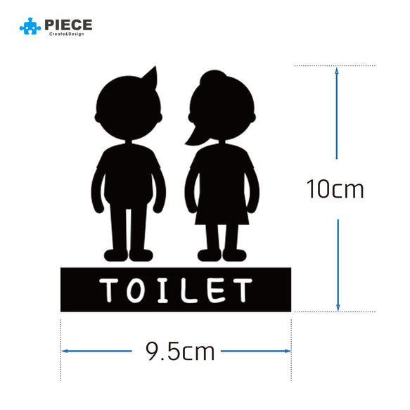 トイレ マーク ドア サインステッカー 転写シールサイン t01 2枚目の画像