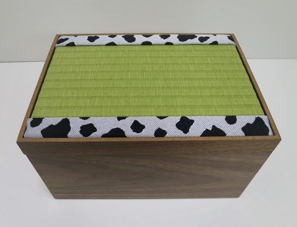和紙畳飾り台収納BOX　カウ柄 2枚目の画像