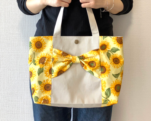 トートバッグ レディース 夏 トートバッグハンドメイド ひまわり
