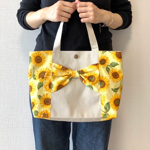 トートバッグ レディース 夏 トートバッグハンドメイド ひまわり