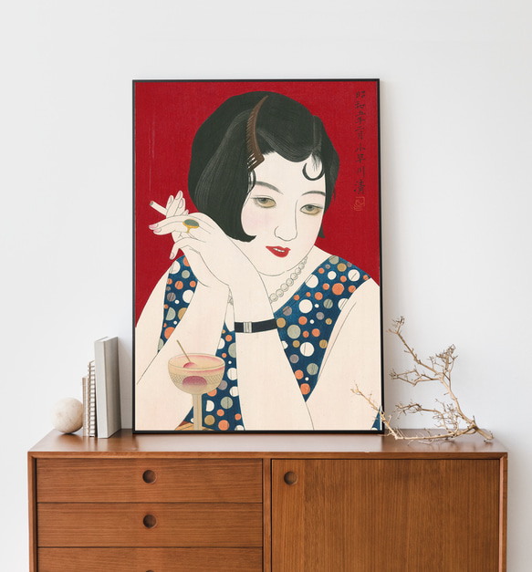昭和レトロ レトロポップ アート 作品 美術 お洒落 オシャレ 立掛け NO.36】ほろ酔いモダンガールアートポスター☆おしゃれ大正ロマン昭和