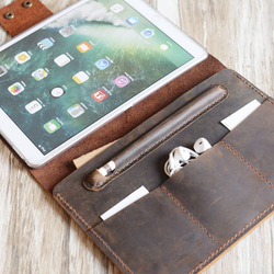 名入れ  イタリアレザーiPad mini 6/mini 5/iPad 10.2/10.5　革　手縫 7枚目の画像