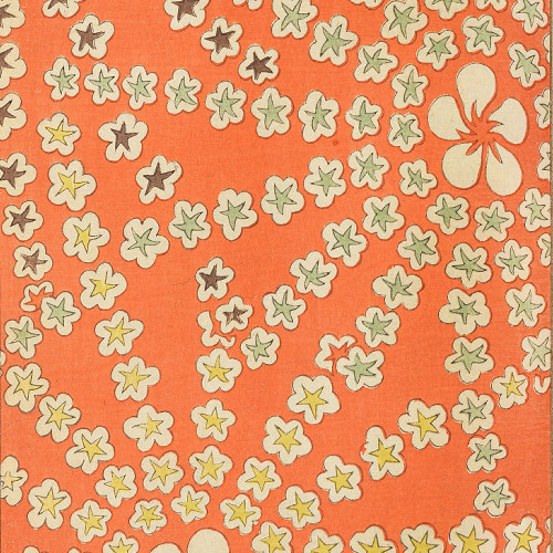 NO.128】オレンジ色日本画アートポスター☆和柄花柄花火和モダン