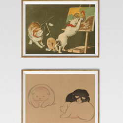 【NO.179】猫と鶏の日本画アートポスター☆浮世絵和室インテリア玄関リビング和モダンアニマル☆A5A4A3A2A1B5 7枚目の画像