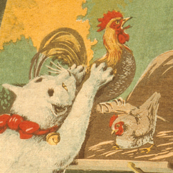 【NO.179】猫と鶏の日本画アートポスター☆浮世絵和室インテリア玄関リビング和モダンアニマル☆A5A4A3A2A1B5 3枚目の画像