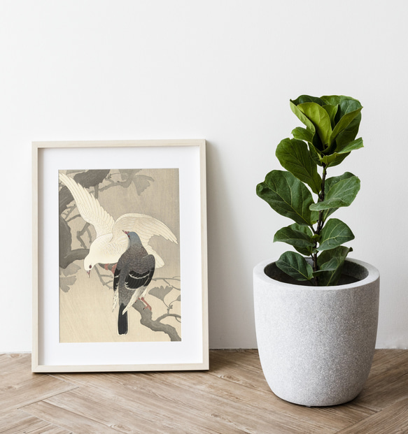 【NO.183】鳩の日本画アートポスター☆浮世絵画和室インテリア和モダン鳥ナチュラル癒しA5A4A3A2A1B5B4B3 10枚目の画像
