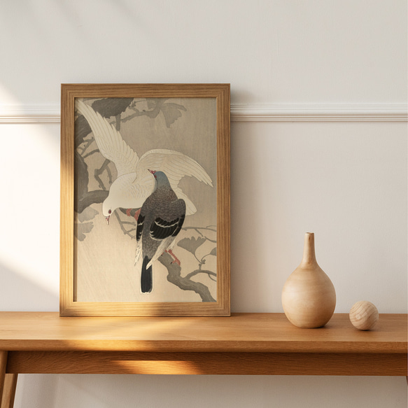 【NO.183】鳩の日本画アートポスター☆浮世絵画和室インテリア和モダン鳥ナチュラル癒しA5A4A3A2A1B5B4B3 4枚目の画像