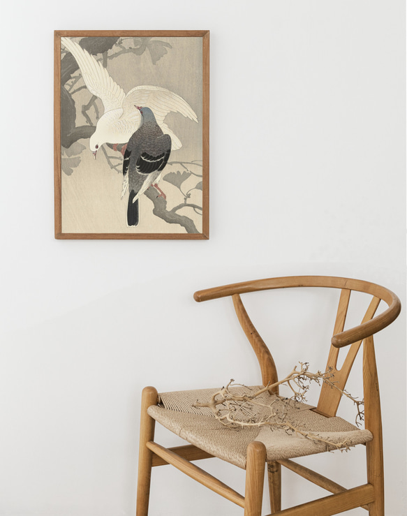 【NO.183】鳩の日本画アートポスター☆浮世絵画和室インテリア和モダン鳥ナチュラル癒しA5A4A3A2A1B5B4B3 11枚目の画像