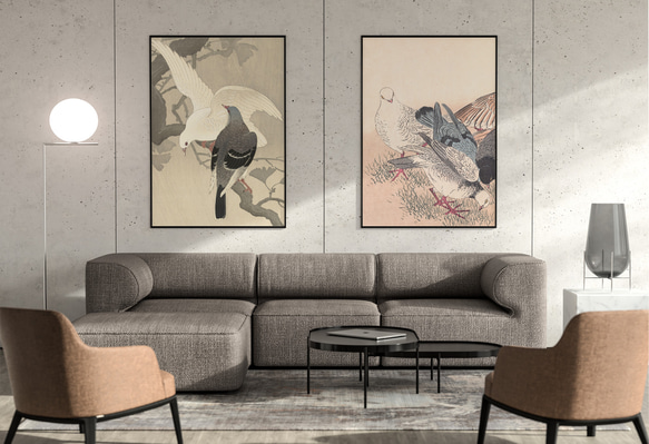 【NO.183】鳩の日本画アートポスター☆浮世絵画和室インテリア和モダン鳥ナチュラル癒しA5A4A3A2A1B5B4B3 6枚目の画像