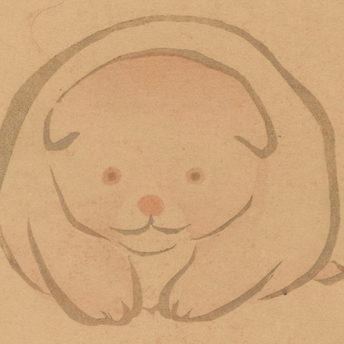 NO.186】子犬の水墨画アートポスター☆浮世絵日本画和室