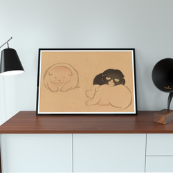 【NO.186】子犬の水墨画アートポスター☆浮世絵日本画和室インテリアアニマル可愛い癒しA3A2A1B5B4B3B2L版 8枚目の画像