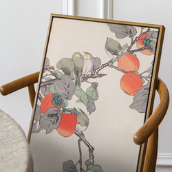 NO.187】鶯と柿の木アートポスター☆浮世絵日本画和室インテリア鳥和