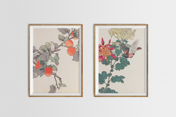 【NO.188】菊の花鳥図アートポスター☆浮世絵日本画和室インテリア和モダンボタニカルナチュラルA3A2A1B5B4B3 10枚目の画像