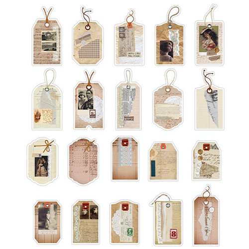 送料無料【S276 コラージュ素材】海外和紙シール タグ 日記 ジャンク