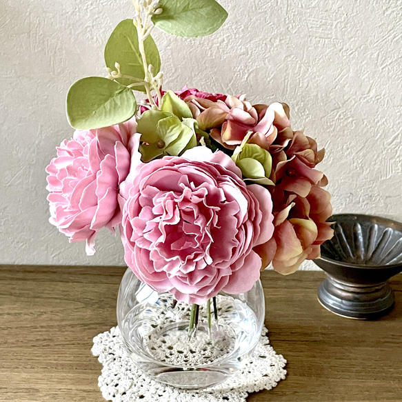 ラッピング無料☆L紫陽花 イングリッシュローズ アンティークピンク 