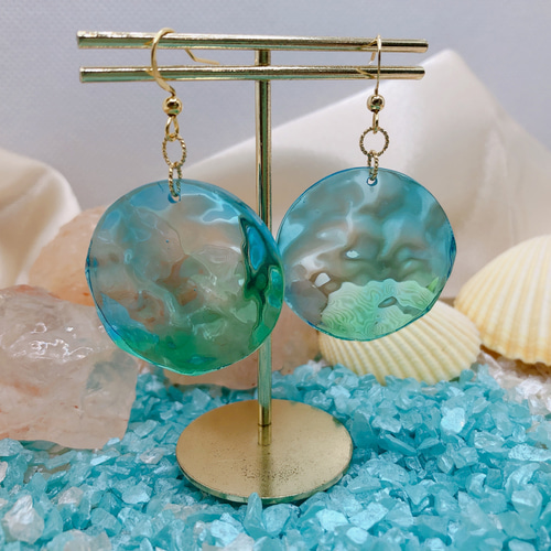 ゆらゆら海の水面風ピアス/イヤリング No.57 ピアス（フック・チェーン