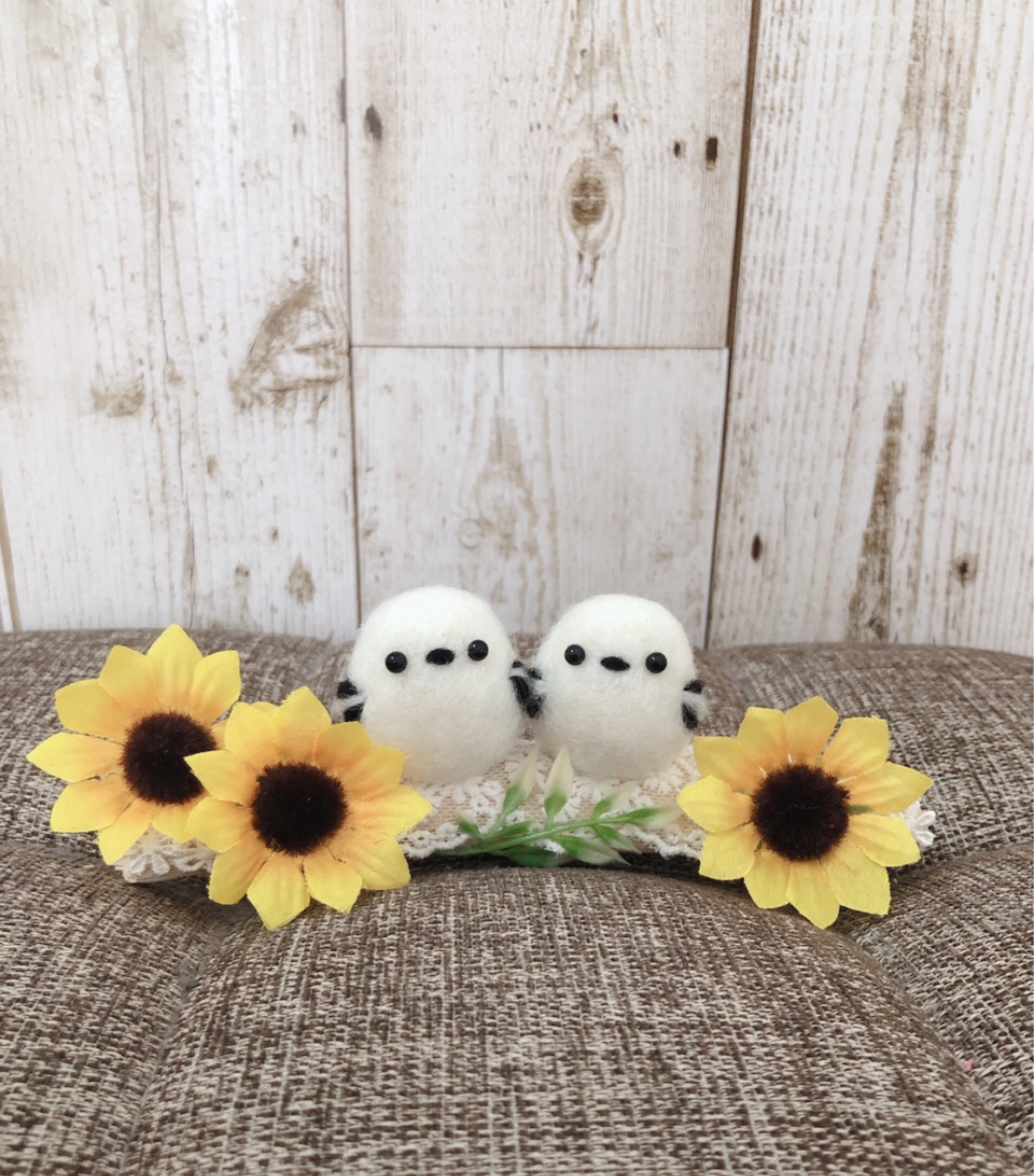 フレブルちゃん　打ち上げ花火と仲良しシマエナガの壁飾り②ワイヤークラフト シマエナガとお花の壁飾り ワイヤークラフト ハンドメイド