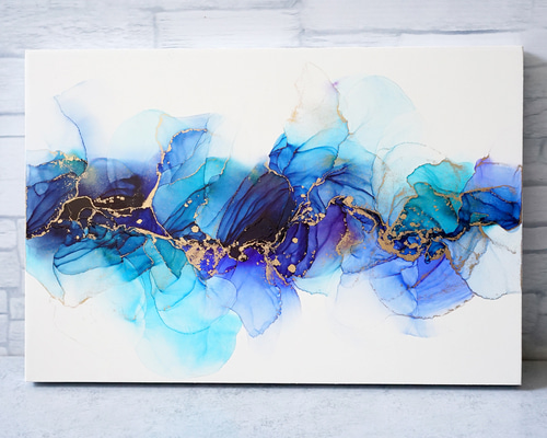 一点物】彩を紡ぐ - 青藍と天色 -✴︎インテリアアート 絵画
