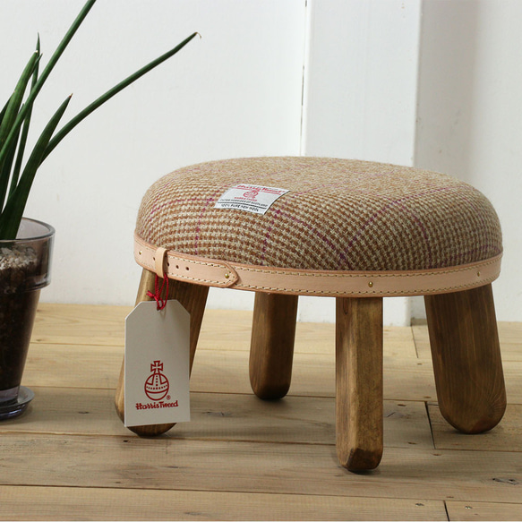 HARRIS TWEED】ウール まぁるいキッズスツール ハリスツイード