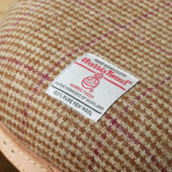 送料無料【HARRIS TWEED】【ブラウンチェックパープルライン×ブラウン　まぁるいキッズスツール　ハリスツイード 3枚目の画像