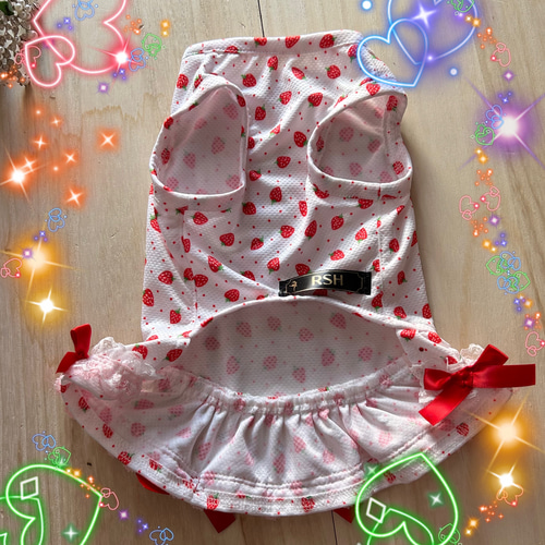 RSH1.RSH2.RSH3 接触冷感 いちご柄ワンピース ドッグウェア ペット服  