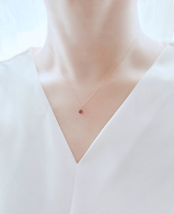 【ルビー】7月誕生石✴︎2way K10YG Skin Necklace 2枚目の画像