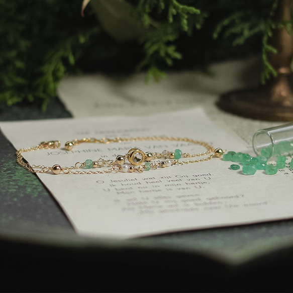 Candy charm 14KGF 2連Bracelet/エメラルド ブレスレット Urim,Thummim 通販｜Creema(クリーマ