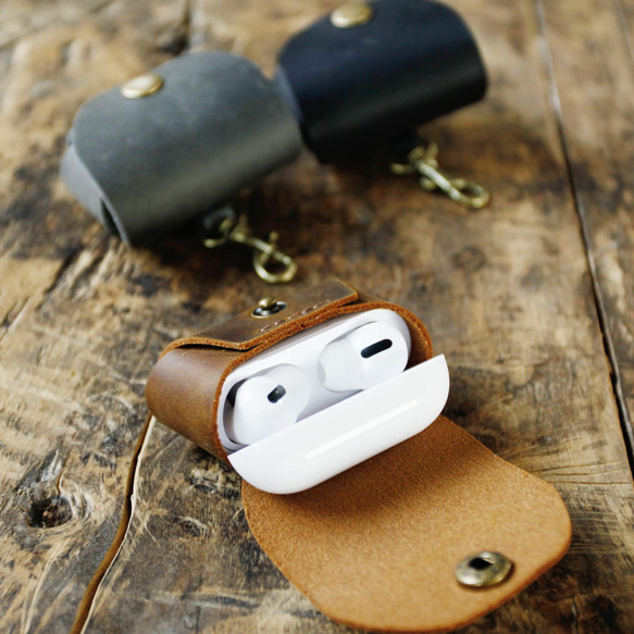 AirPods Proケース、レザーAirPodsカバー、AirPods Proケースキーチェーン 8枚目の画像