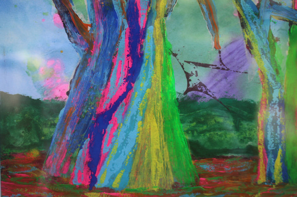 rainbow forest <虹の森NO1＞アクリル画 送料無料。 絵画 アトリエ 