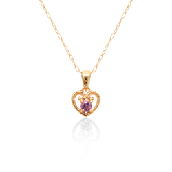 [1 件現貨] K10 玫瑰金生日石二月紫水晶心型圖案項鍊 Miwa Jewelry 第2張的照片