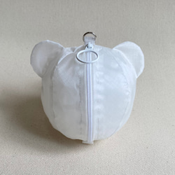 【完成品あり】小さい紙風船ポーチ　白くま　コーデュラナイロン　浴衣にも 3枚目の画像