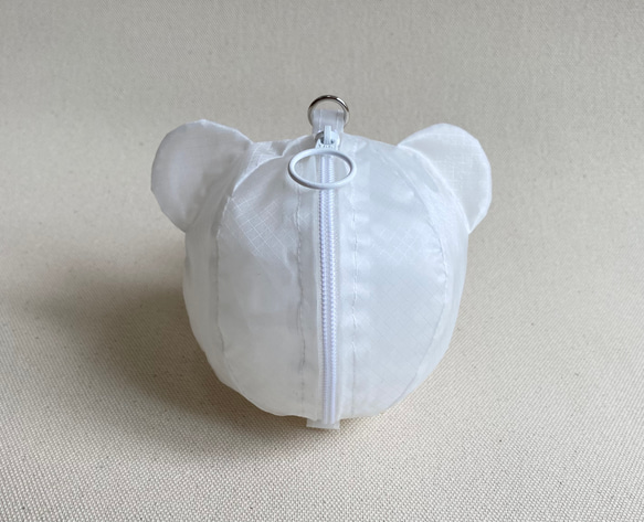 【完成品あり】小さい紙風船ポーチ　白くま　コーデュラナイロン　浴衣にも 3枚目の画像