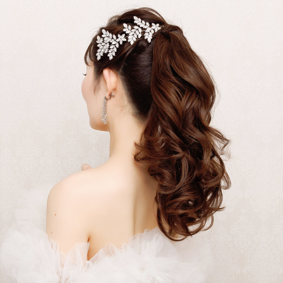 GS098ヘッドドレス　ウェディング　ブライダル ヘアアクセサリー リーフ    結婚式 4枚目の画像