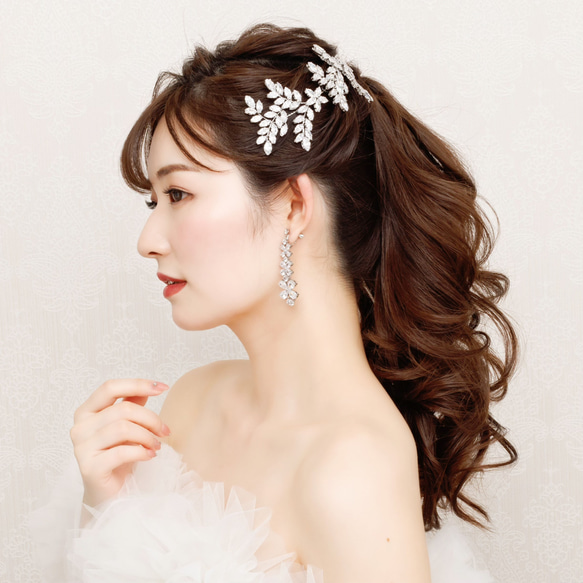 GS098ヘッドドレス　ウェディング　ブライダル ヘアアクセサリー リーフ    結婚式 1枚目の画像